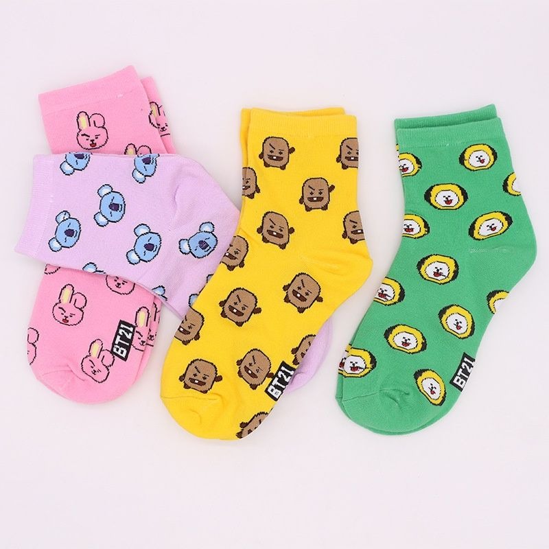 Kawaii BT21 Cartoon Socks Cute - Tippet Line avaliação e preço