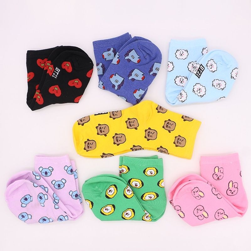 Kawaii BT21 Cartoon Socks Cute - Tippet Line avaliação e preço