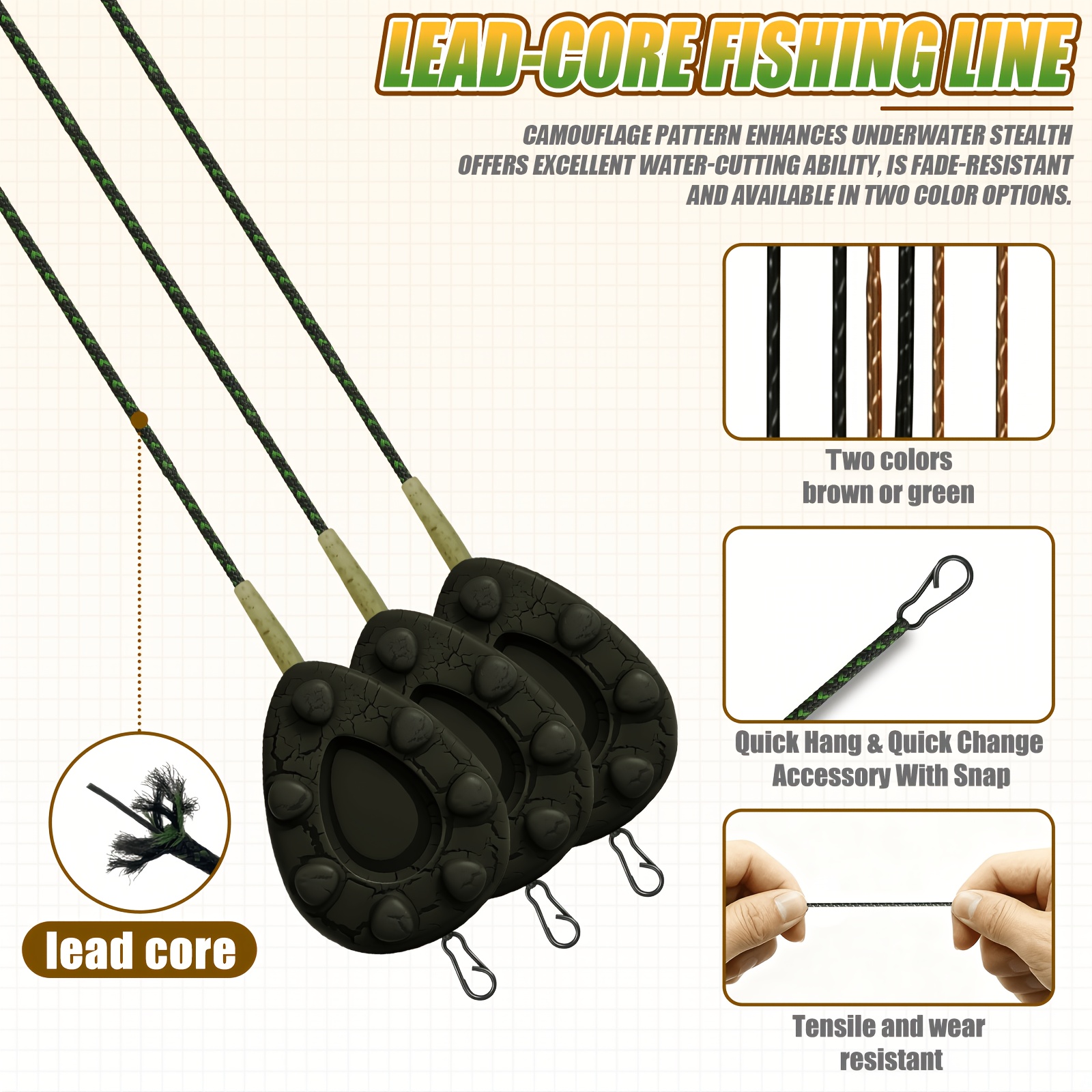 Carp Fishing Leadcore Leaders  - Leader Line avaliação e preço