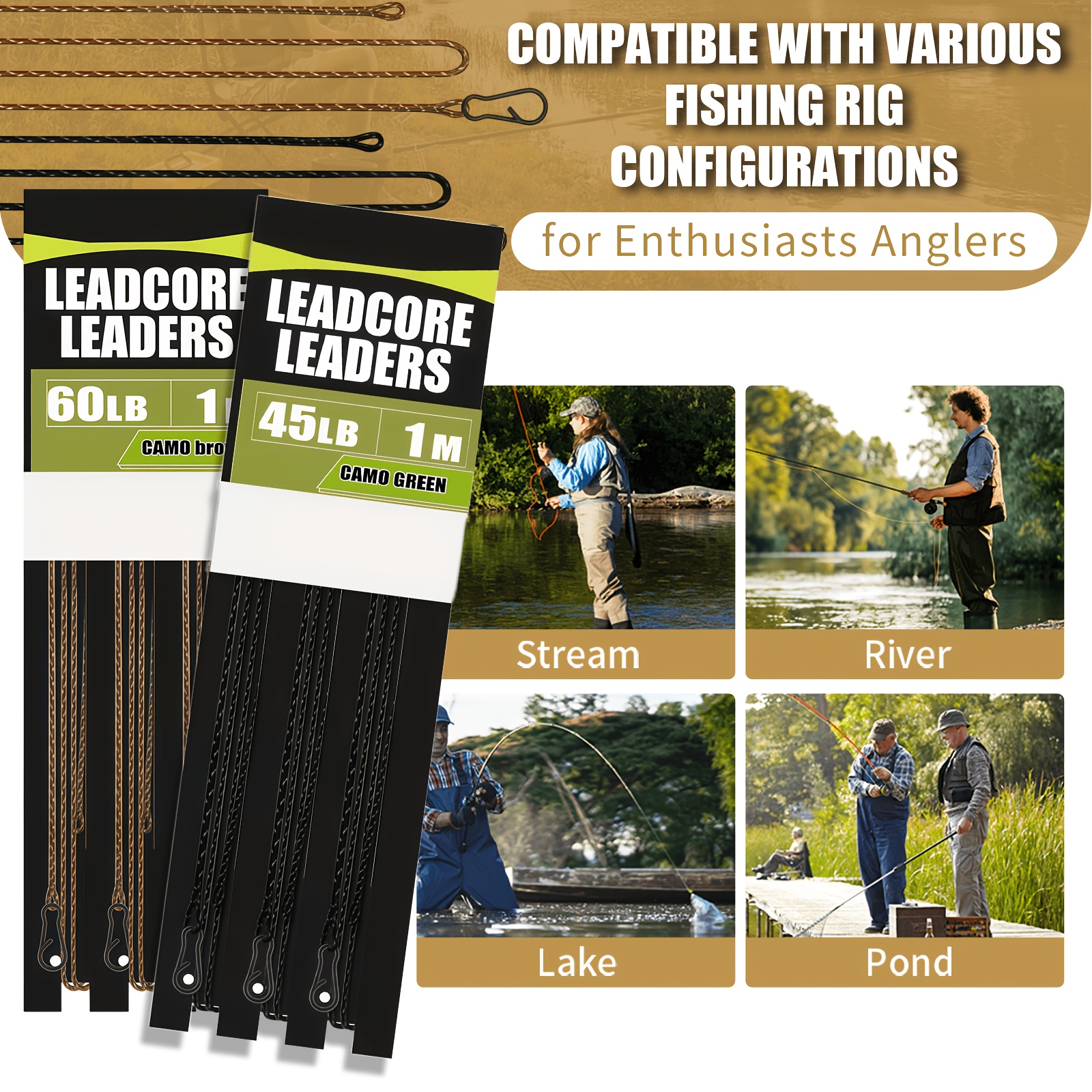Carp Fishing Leadcore Leaders  - Leader Line avaliação e preço