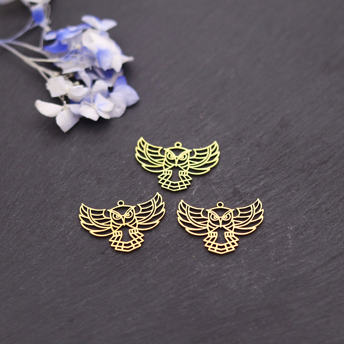 3pcs Owl Stainless Steel Charm - Fly Line avaliação e preço