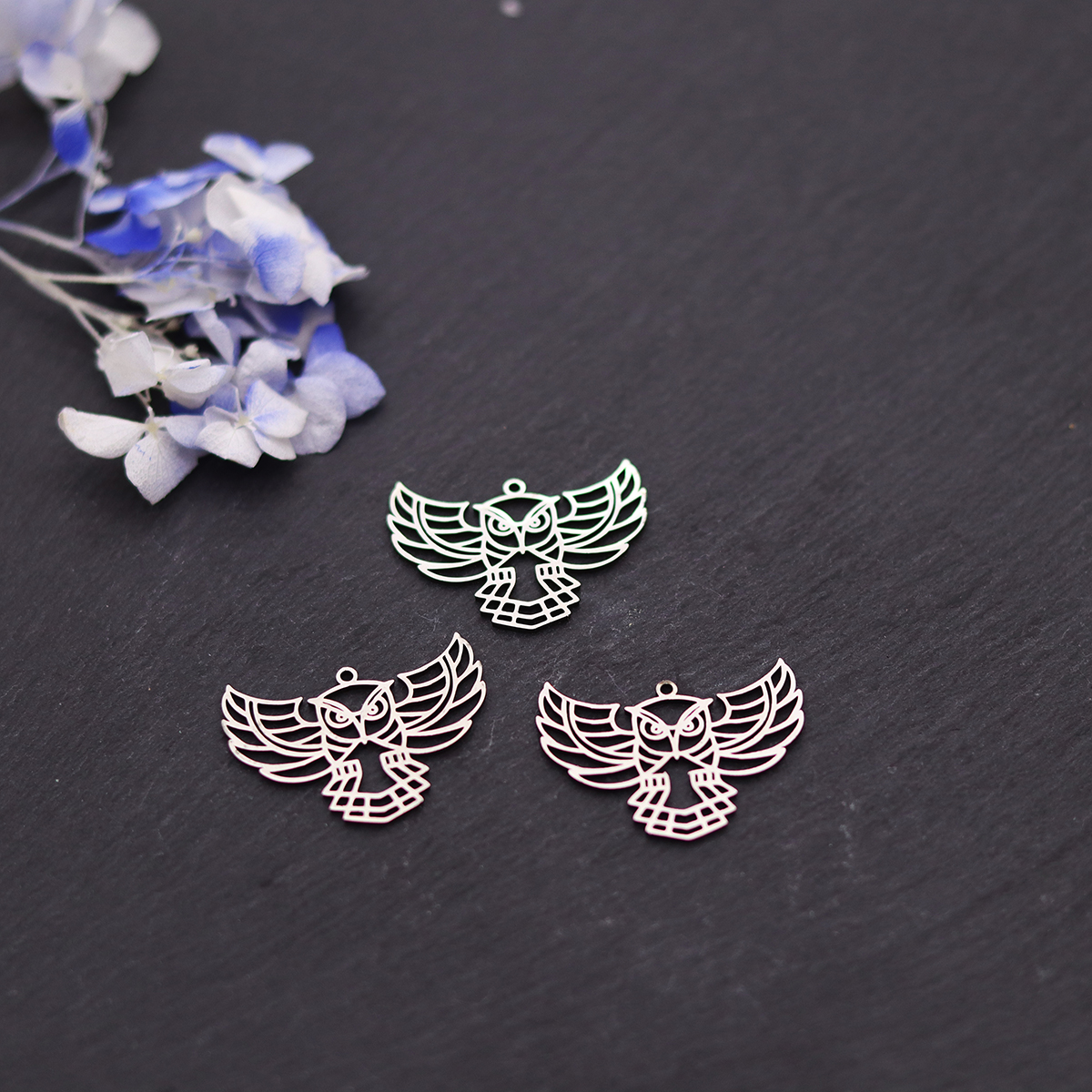 3pcs Owl Stainless Steel Charm - Fly Line avaliação e preço